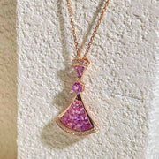 Natural Pink Sapphire Diamond Necklace D1.57ct d0.11ct. 18K
